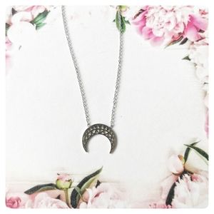 Crescent moon necklace, stainless steel, 45 cm